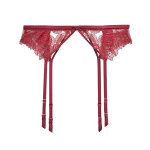 FLEUR DU MAL Rose Embroidery Garter Belt